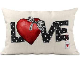 Love Pillow, Valentines Day Decor, Love Lumbar Pillow Cover, Love 12x20 Decor, Gift for Her, Wedding Pillow, Love Decor Living Room X-VAL001