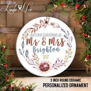 Our First Christmas as Mr and Mrs, Personalized Christmas Ornament Wedding Ornament, Mr and Mrs Gift, Wedding Gift, Newlywed Gift OCH116