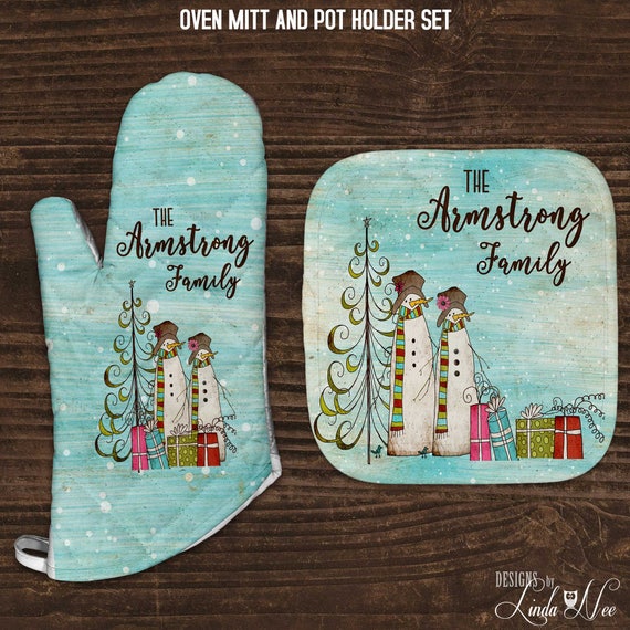 Personalized Christmas Oven Mitt, Personalized Christmas Pot