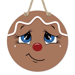 Gingerbread Face Sign, Boy Gingerbread Wreath Sign, Christmas Wreath Sign, Fall Home Decor, Autumn Ceramic Sign Kitchen Wreath X-XMS014