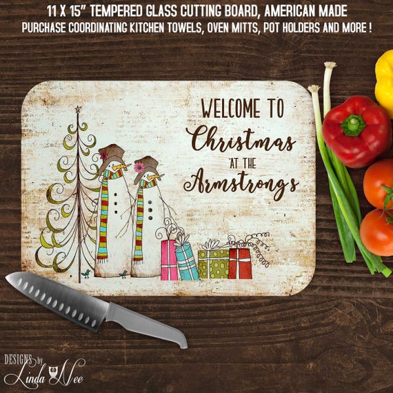 Christmas Cutting Board Glass Cutting Board Kitchen Decor 