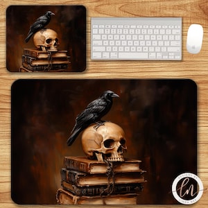 Bücherstapel Blümen Mousepad, Stimmungsvolle Kunst, Dark Romance Schreibtischmatte, Große Bücherwurm Matte, Kartenspielmatte, Spielmatte, Tarot Kartenmatte 6-GOT023