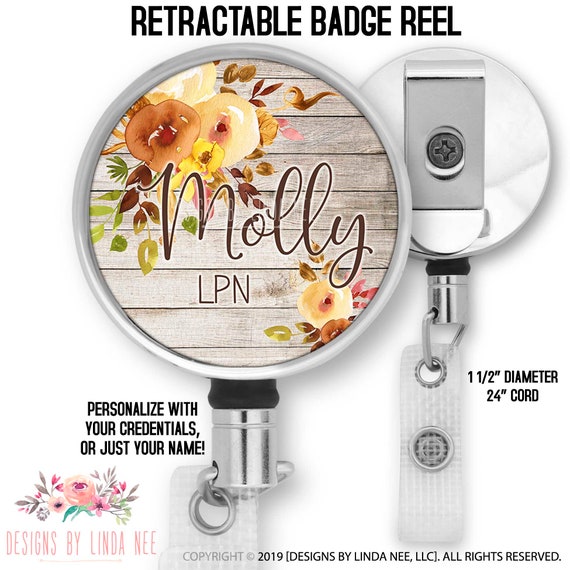 Personalized LPN Badge Reel Retractable Nursing Badge Reel Floral Badge  Holder Gift for Nurse Graduation ID Badge Holder BRP61