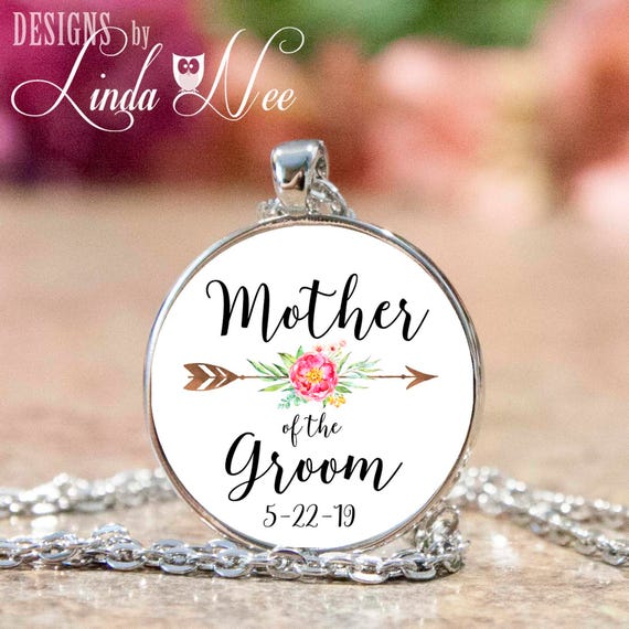 Mother of the Groom Personalized Wedding Day Pendant, BOHO Wedding