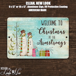 Personalisierte Weihnachten Zeichen, Weihnachtsdekoration, Weihnachten Kaminsims, benutzerdefinierte Familienname Zeichen, Schneemann Zeichen Weihnachtsdekoration willkommen Zeichen SHO7