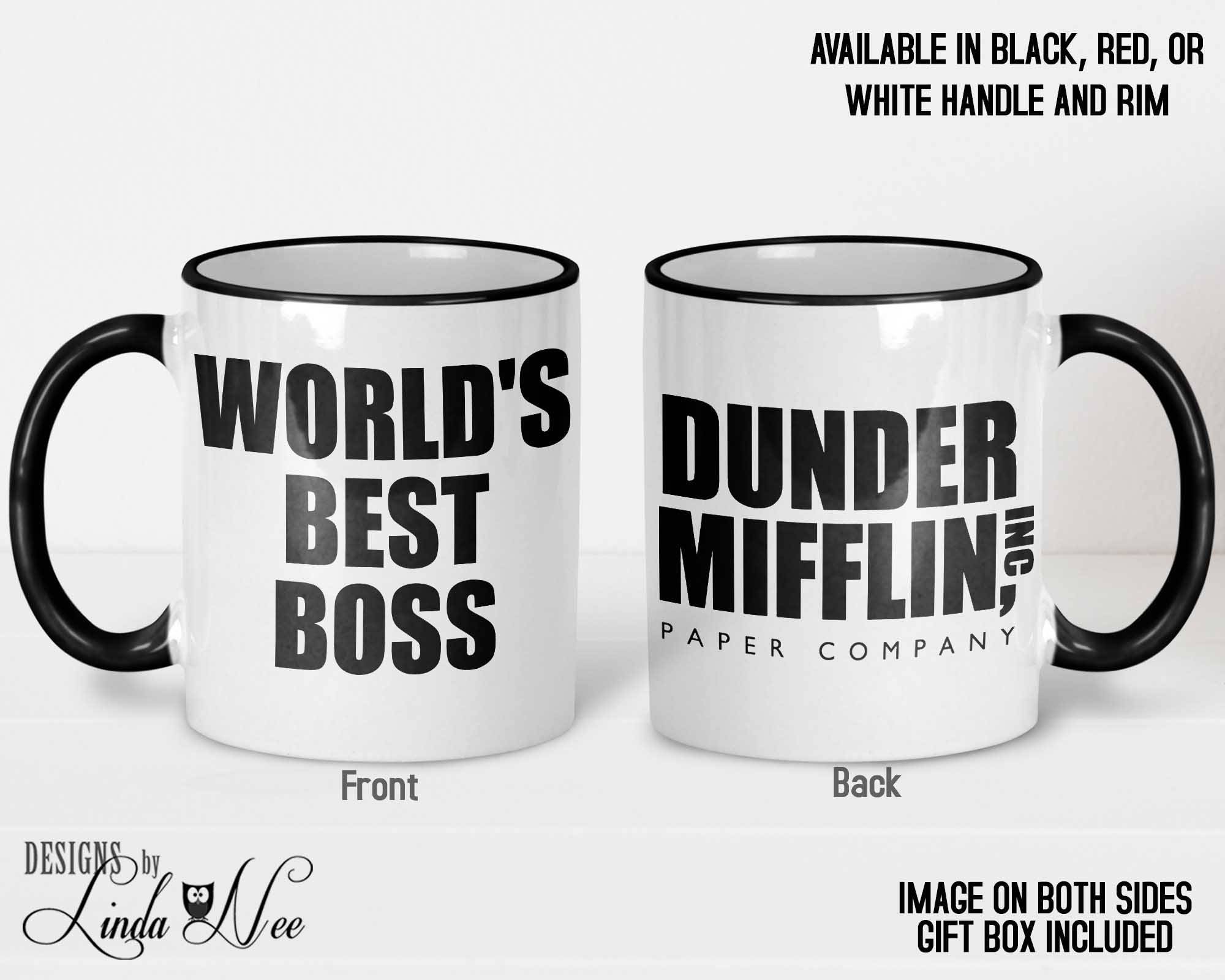  Dunder Mifflin (The Office) World's Best Boss TV Television  Show Ceramic Mug Coffee (Tea, Cocoa) 15 OZ Mug, Official Michael Scott Mug  As Seen On The Office : Home & Kitchen