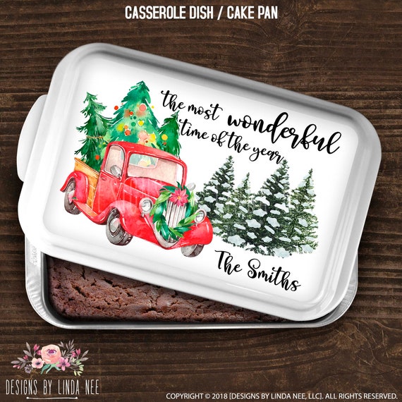 Personalized Family Christmas Casserole Dish Red Truck Decor Custom Holiday Christmas  Baking Dish Gift for Family Custom Family Decor HCD18 