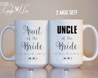 Aunt and Uncle of the Bride Mug Set, Uncle of the Bride Gift, Aunt of the Bride Gift, Gift for Uncle, Gift for Aunt, Wedding Gifts Mug MPH60