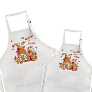 Christmas Mommy and Me Apron, Matching Apron Set, Gingerbread Gnome Baking Apron, Holiday Apron Gift, Christmas Apparel Gifts Kids 7-XMS020