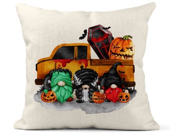 Halloween Pillow Cover, 18x18 Fall Scary Gnomes Pillow Cover, Halloween Decor, Fall Pillow, Gnome Pillow Decor, Couch Accent 7-HAL019