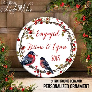 Engaged Ornament, Engagement Ornament, Just Engaged Ornament, Engagement Gift, Christmas Ornament Keepsake Gift Personalized Gift Bird OCH96