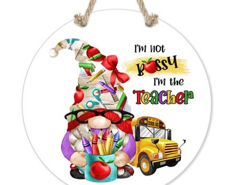 Classroom Door Sign, Ceramic Teacher Sign, Teacher Door Hanger, Teacher Appreciation, School Teacher Gift, Funny Teacher Gift Gnome 7-PRO002