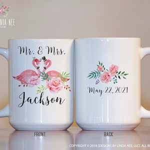 Flamingos Mr and Mrs Wedding Mug Personalized Gift for Bride and Groom Wedding Gift Custom Wedding Mug Mug for Couples Bridal  MPH539