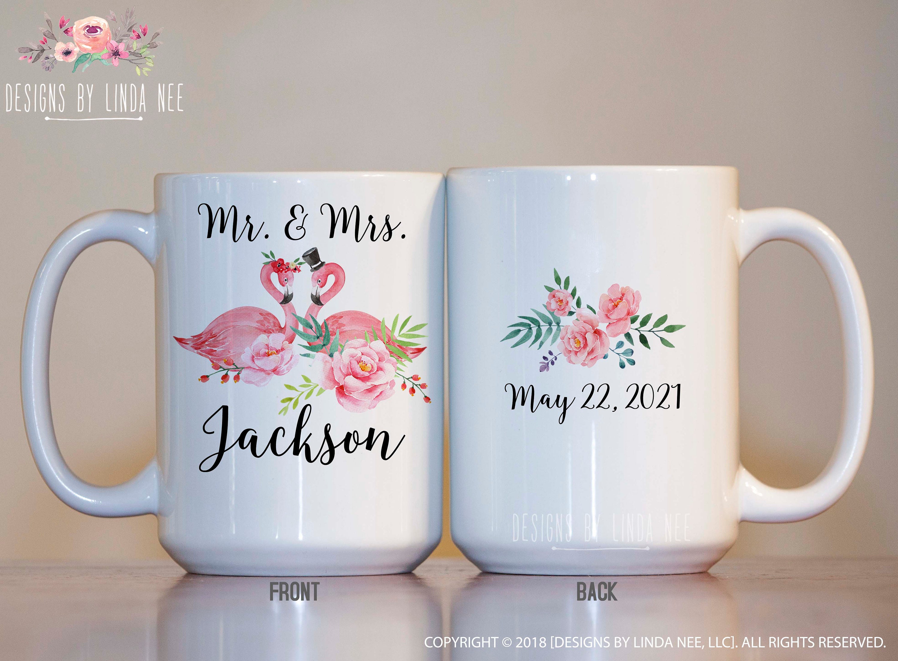 Mr and Mrs Wedding Mug Personalized Gift for Bride and Groom Flamingo  Wedding Gift Custom Wedding Mug Mug for Couples Coffee Mugs MPH539 