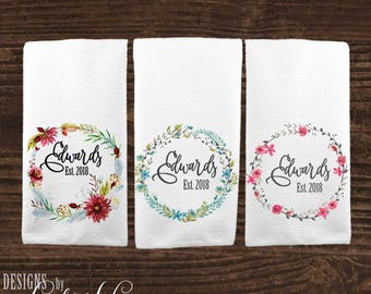 Personalized Kitchen Towel, Custom Wedding Gift, Housewarming Gift, Dish Towel, Towel, Bridal Shower Gift Anniversary Gift for Couple KTP1