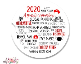 2020 Quarantine Car Coater Commemorative Gift Pandemic Auto Coaster 2020 A Year to Remember Christmas Pandemic Gift 2020 Memories Gift ACC9