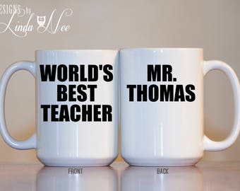 Worlds Best Teacher Coffee Mug, Personalized Gift for Teacher, Teacher Mug, Teacher Appreciation Gift Teacher Birthday Gift Christmas MPH435