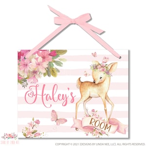 Personalized Nursery Name Sign, Girls Floral Bedroom Sign, Girls Bedroom Decor, Nursery Wall Art Decor Child's Name Plaque Doe B-ANM004
