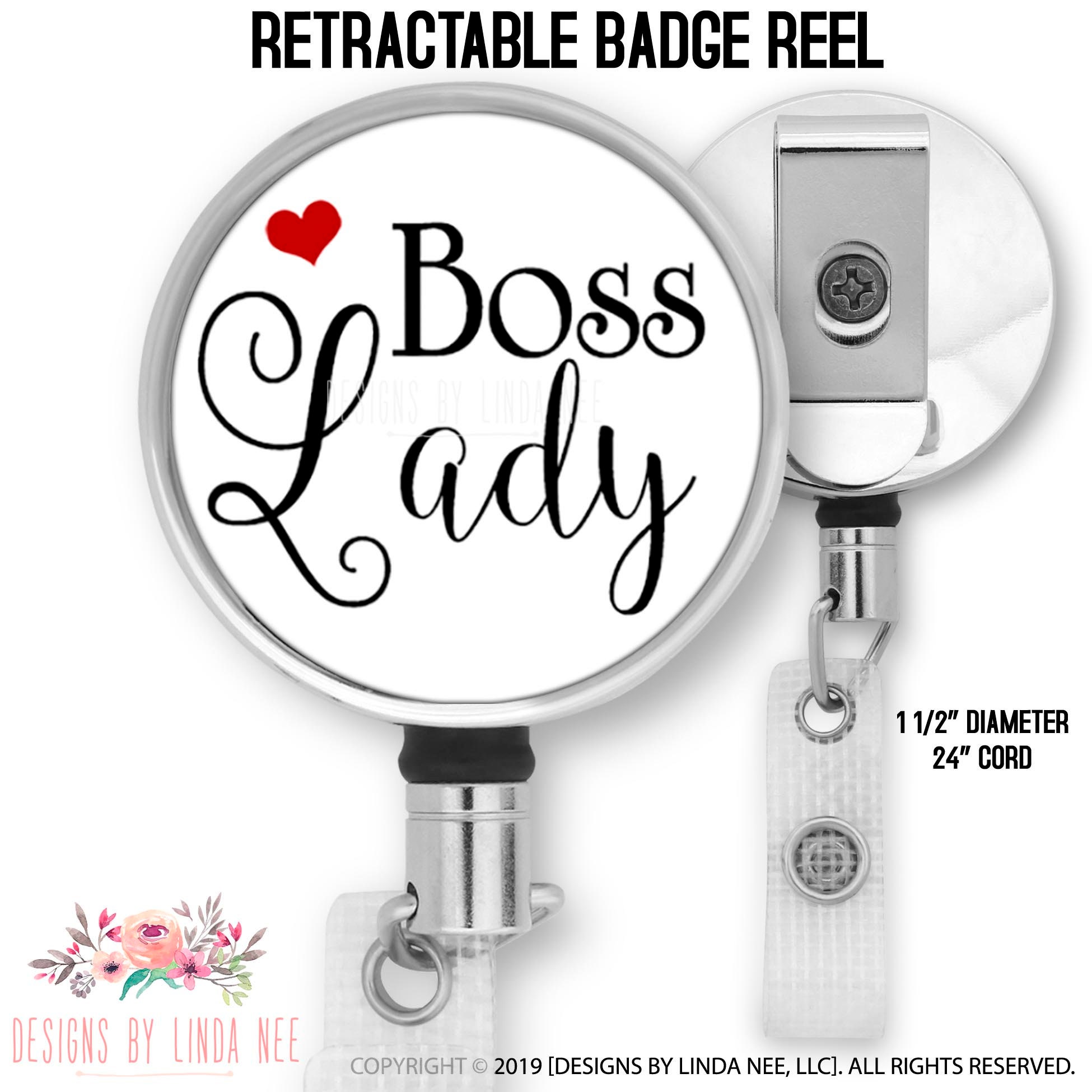 Boss Lady Retractable Badge Reel Funny Badge Reel Badge Holder