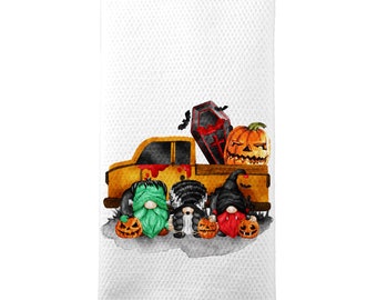 Halloween Kitchen Towel, Scary Gnomes Towel, Halloween Kitchen Linens, Trick or Treat Towel, Halloween Tea Towel, Creepy Art 7-HAL019