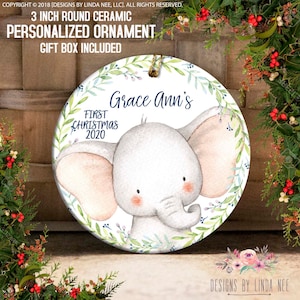 Elephant Personalized Baby&#39;s First Christmas Ornament Personalized Baby Ornament Baby Shower Gift Baby Girl Christmas Ornament Boy OCH239