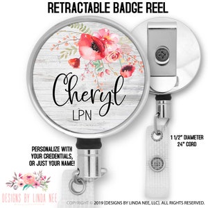 Krankenschwester Abzeichen Reel Personalisiert Abzeichen Retractable Stillabzeichen Reel Floral Badge Holder Geschenk für Krankenschwester Abschluss Geschenk ID Badge Holder BRP55