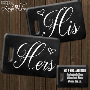 Personalized Luggage Tags, His and Her Luggage Tag Set, Bag Tag, Honeymoon Tag, Couples Luggage Tag, Personalized Wedding Couples Luggage L8