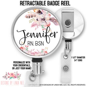 Nursing Badge Reel Retractable Nurses Badge Reel Badge Clip Badge Reel Personalized Gift for Nurse Graduation RN Gift ID Badge Holder BRP54