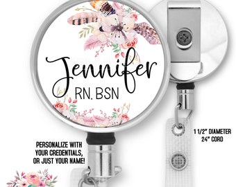 Nursing Badge Reel Retractable Nurses Badge Reel Badge Clip Badge Reel Personalized Gift for Nurse Graduation RN Gift ID Badge Holder BRP54