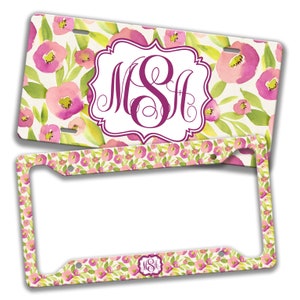 Gepersonaliseerde kentekenplaat monogram kentekenplaat bloemen kenteken auto-accessoires aangepaste tag veiligheidsgordel cover onderzetters sleutelhanger Z-ALP7