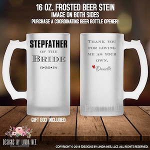 Stepfather of the Bride Beer Mug Father of the Bride Gift Personalized Beer Mug Wedding Gift Beer Glass MPH339
