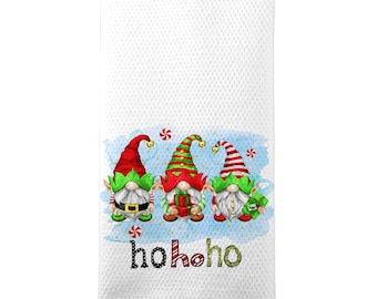 Gnomes HOHO HO Christmas Dish Towel, Cute Christmas Tea Towel, Secret Santa Gift, Gift for Gnome  Lover, Xmas Pot Holder, Colorful 7-XMS018
