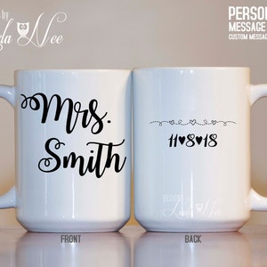AANGEPASTE Mrs. Mok met bruiloft mok, bruids douchegift, bruid mok, bruiloft mok cadeau bruiloft cadeau gepersonaliseerde mok huwelijksgeschenk gepersonaliseerde MPH195