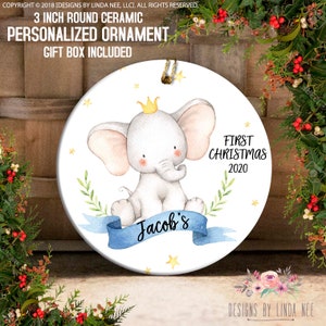 Elephant Baby&#39;s First Christmas Ornament Personalized Baby Ornament Baby Shower Gift Baby Girl Christmas Ornament Boy Gift Cute Gift OCH242