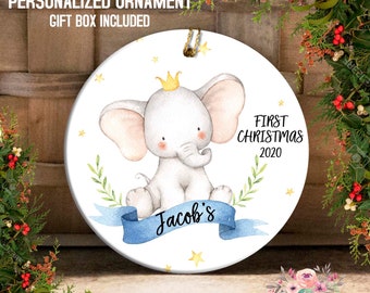 Elephant Baby's First Christmas Ornament Personalized Baby Ornament Baby Shower Gift Baby Girl Christmas Ornament Boy Gift Cute Gift OCH242