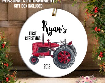 Baby Boy's First Christmas Ornament Baby Boy Tractor Ornament Baby's 1st Ornament Farmhouse Ornament Personalized Ornament for Boy OCH188