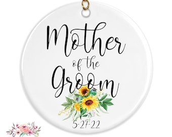 Mother of the Groom Ornament, Sunflower Wedding Christmas Ornament, Personalized Ornament, Gift from Bride, Mother in Law Gift W-MOG001