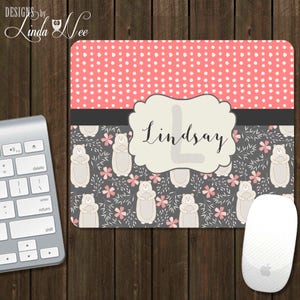 Monogram Mouse Pad, Personalized Mousepad, Custom Mouse Pad, Bear Mousepad, Mousepad, Monogrammed Mousepad, Desk Accessories, Cute Bears AM5