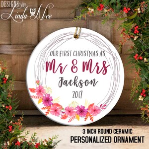 Our First Christmas as Mr and Mrs, Personalized Christmas Ornament Wedding Ornament, Mr and Mrs Gift, Wedding Gift, Newlywed Gift OCH121