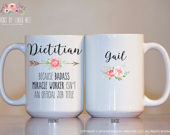 Taza dietista Dietista Regalo Badass Dietian taza registrada dietista taza de café dietista graduación nutricionista taza dietista regalo MPH553