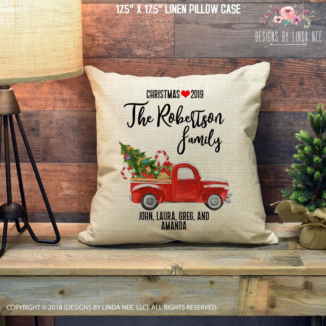 Personalized Christmas Pillow Cover Family Christmas Decor Etsy