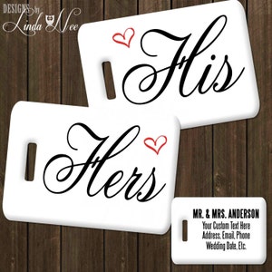 Personalized Luggage Tags, His and Hers Luggage Tag Set, Bag Tag, Honeymoon Tag, Couples Luggage Tag, Personalized Wedding  His Hers Gift L7