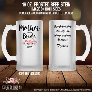Personalized Mother of the Bride Beer Mug Mother of the Bride Gift Personalized Beer Mug Wedding Gift Beer Glass Mother in Law Gift MPH229
