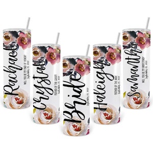 Gepersonaliseerde Bridal Party Tumblers, Wedding Party Cup, Bruidsmeisje Voorstel Gift, Schoonmoeder Aangepaste Naam Tumbler Deksel en Stro W-FL11BR