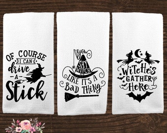 Funny Halloween Dish Towels Witches Towel Fall Decor Halloween Gift Halloween Decor Funny Towels Autumn Kitchen Decor Witch Gifts KTH4