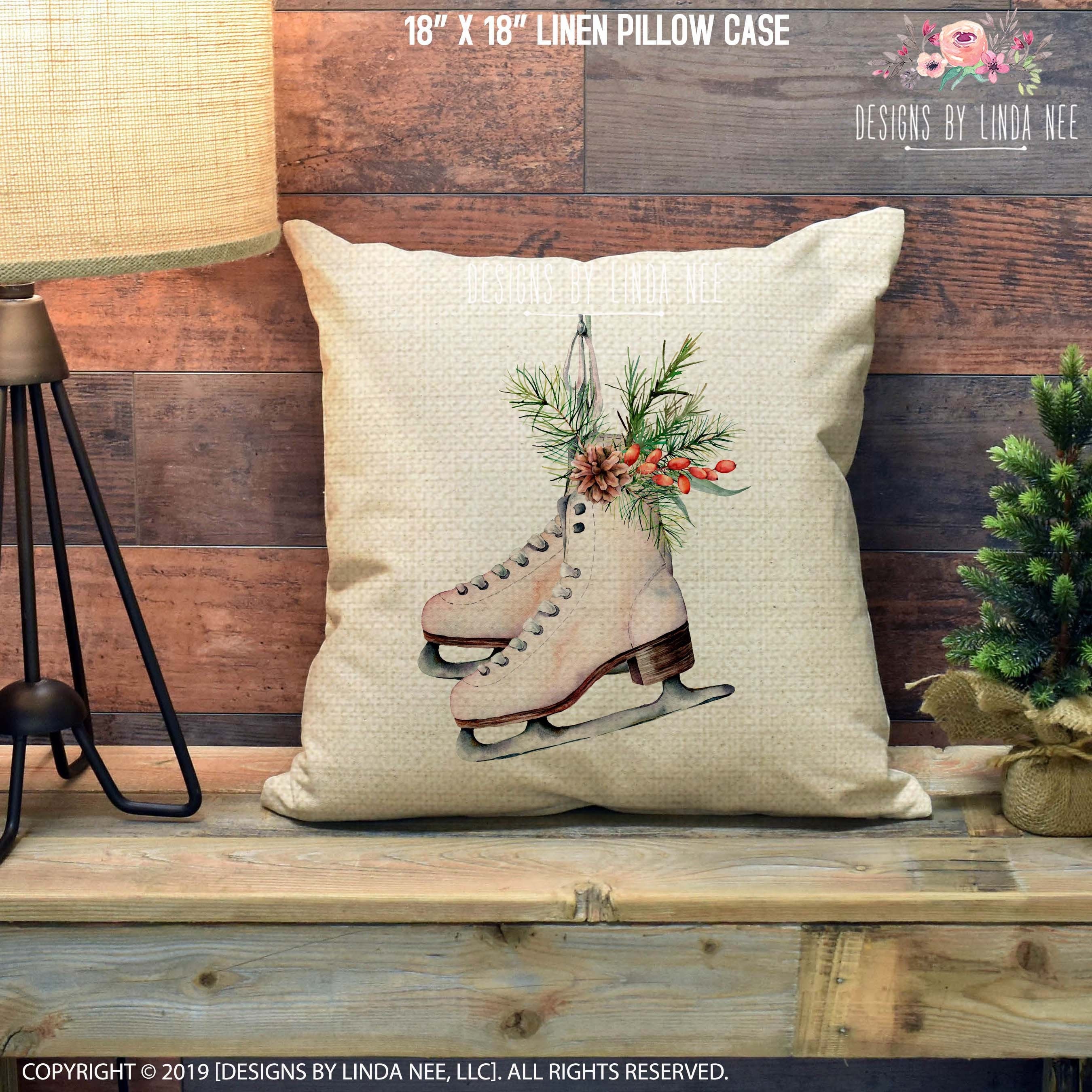 39 Christmas Room Ideas for Every Space in Your Home: Transform Your House into a Winter Wonderland 10 Christmas Pillow Ice Skates Pillow Holiday Pillow Covers Christmas…