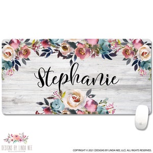 Custom Mousepad Floral Mousepad Monogram Mouse Pad Office Decor Personalized Decor for Women Desk Accessories F-AAA001