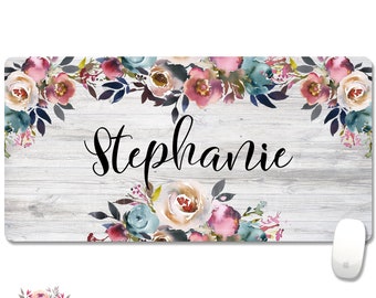 Custom Mousepad Floral Mousepad Monogram Mouse Pad Office Decor Personalized Decor for Women Desk Accessories F-AAA001