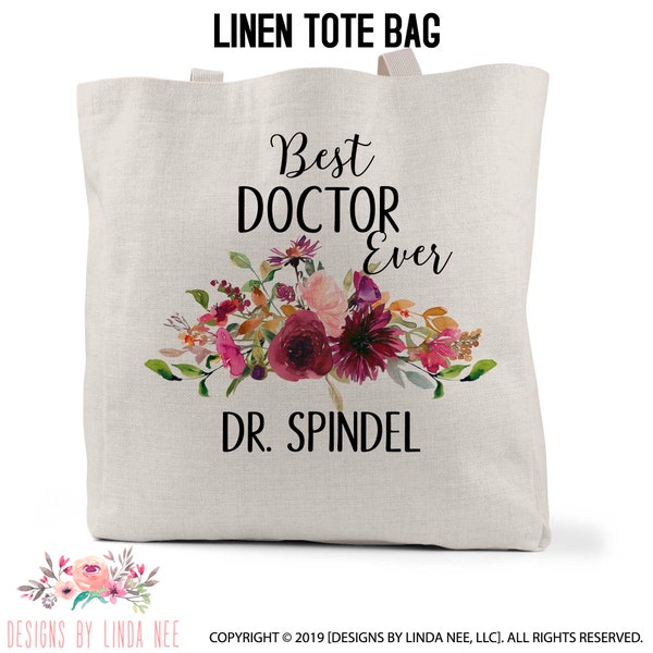 Custom Doctor Gift, Personalized Doctor Gift, Doctor Tote Bag, Custom Gift for Doctor, Medical Bag, Floral Tote TPH44