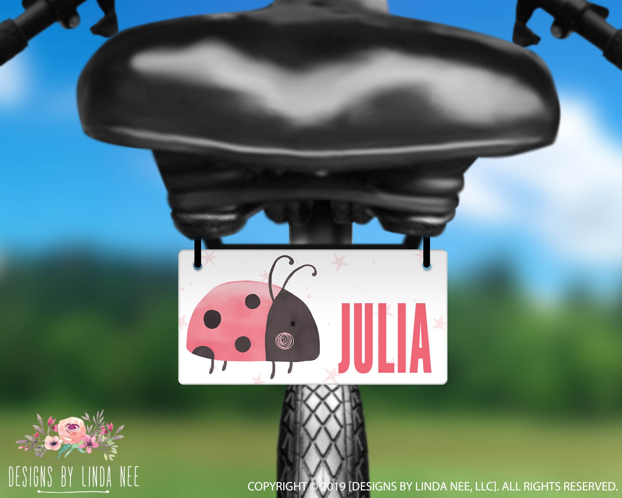 Kids Bike License Plate Girls Ladybug Personalized Bike Tag Etsy